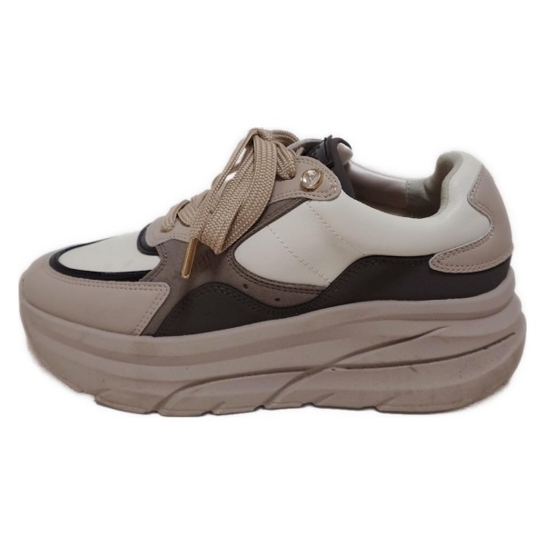 ダイアナ DIANA スニーカー 23 レザー グレージュ×ライトグレー×マルチ レディース +diana/ラインストーン 靴拍卖