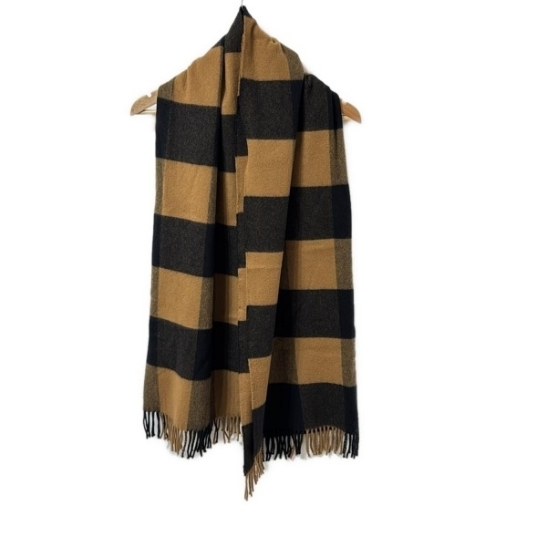 ジョンストンズ johnstons of elgin ストール(ショール) - ウール、カシミヤ ベージュ×ダークネイビー 美品 マフラー拍卖