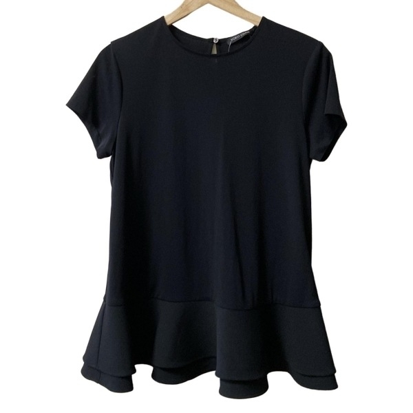 ヨーコ チャン YOKO CHAN 半袖カットソー サイズ38 M - 黒 レディース フレア フリル 美品 トップス拍卖