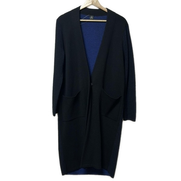 ポールスミス PaulSmith カーディガン サイズM - 黒×ダークネイビー レディース 長袖/ロング丈 トップス拍卖