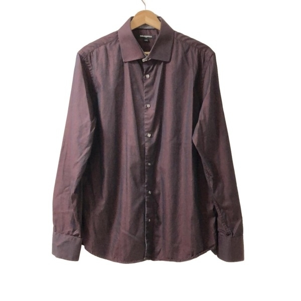 カールラガーフェルド KARL LAGERFELD 長袖シャツ サイズM - ボルドー×ダークグレー メンズ トップス拍卖
