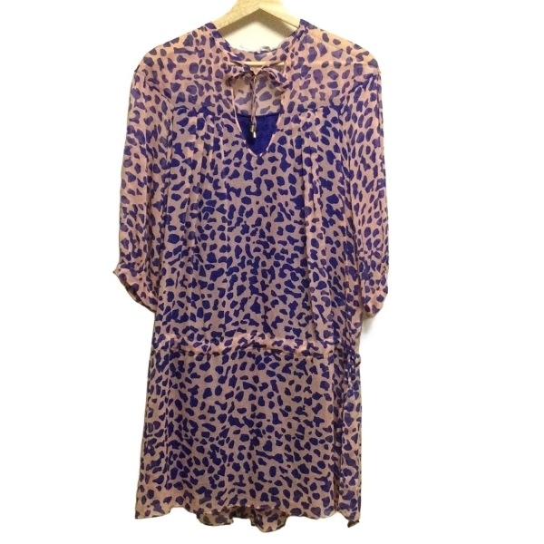 ダイアン・フォン・ファステンバーグ DIANE VON FURSTENBERG(DVF) サイズ4 S - ピンクベージュ×ネイビー レディース ワンピース拍卖