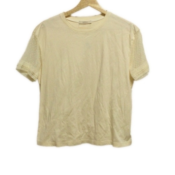 エポカ EPOCA 半袖カットソー サイズ40 M - ベージュ レディース レース/ドット柄/異素材切替 トップス拍卖