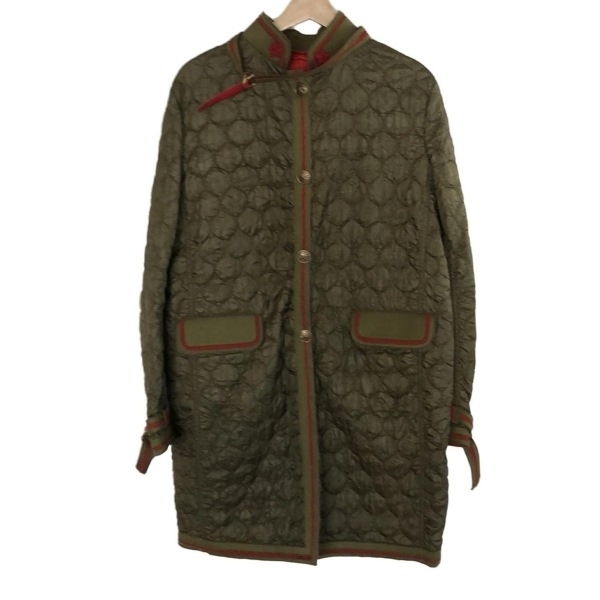 エルマノシェルビーノ ERMANNO SCERVINO サイズ44 L - カーキ×レッド レディース コート拍卖