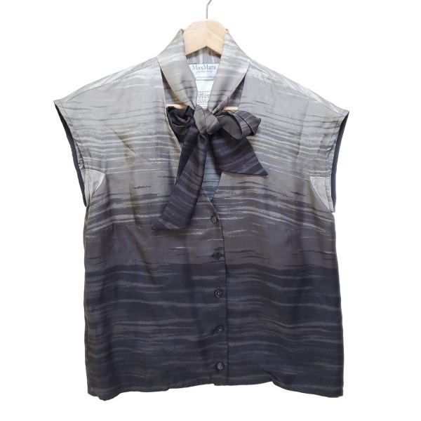マックスマーラ Max Mara 半袖シャツブラウス サイズJ 36 - ライトグレー×グレー×黒 レディース 美品 トップス拍卖