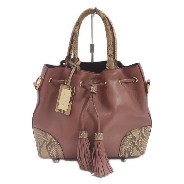 ココセリュックスゴールド COCOCELUX GOLD トートバッグ - レザー ピンク×ベージュ×マルチ 巾着型 バッグ拍卖