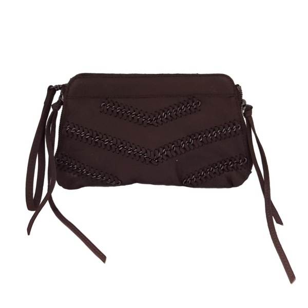 リネアペレ Linea pelle クラッチバッグ - レザー ダークブラウン チェーン バッグ拍卖