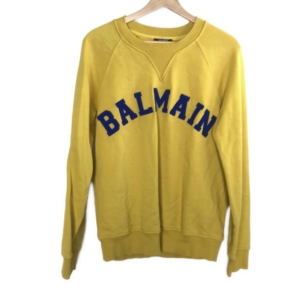 バルマン BALMAIN トレーナー サイズS - イエロー×ブルー メンズ 長袖 トップス拍卖