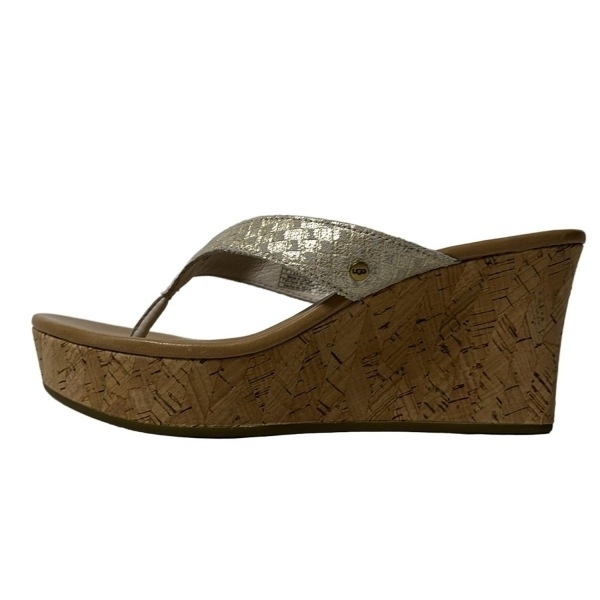 アグ UGG ミュール 24 1011000 - レザー ゴールド レディース ウェッジソール 美品 靴拍卖