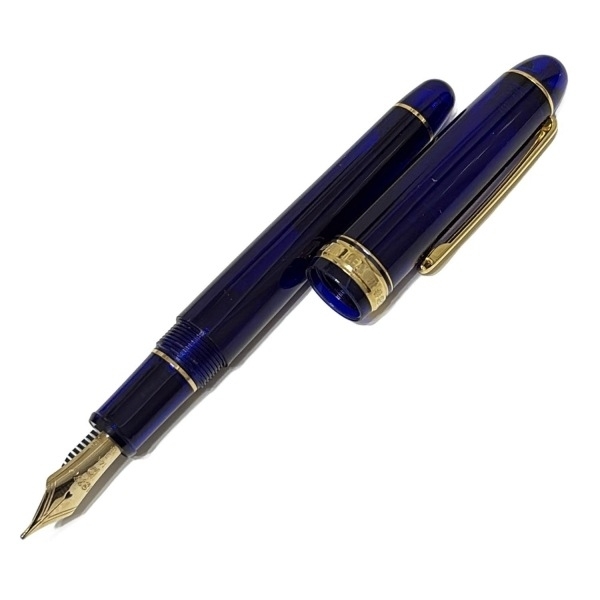 プラチナ PLATINUM 万年筆 シャルトルブルー - シャトルブルー(ネイビー×ゴールド) ペン先14/インクなし/スケルトン 美品 ペン拍卖