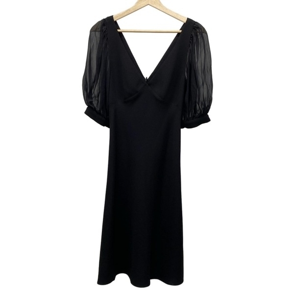エンポリオアルマーニ EMPORIOARMANI サイズ38 S - 黒 レディース Vネック/長袖/ひざ丈/袖シースルー ワンピース拍卖