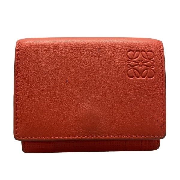 ロエベ LOEWE 3つ折り財布/ミニ/コンパクト リネン/トライフォールド ウォレット レザー ベージュ 財布拍卖