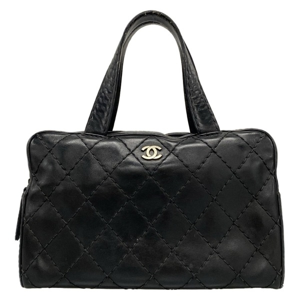 シャネル CHANEL ハンドバッグ A18121 ワイルドステッチ レザー 黒 ヴィンテージゴールド金具/ヴィンテージシルバー金具/全塗りあり バッグ拍卖