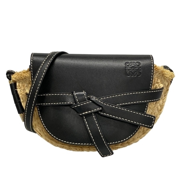 ロエベ LOEWE ショルダーバッグ 329.13.U62 ゲートバッグミニ レザー ナチュラル(ベージュ)×黒 バッグ拍卖