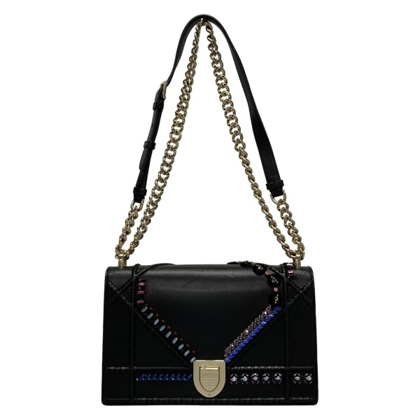 ディオール/クリスチャンディオール DIOR/ChristianDior ショルダーバッグ ディオラマ レザー 黒 ビジュー/チェーンショルダー バッグ拍卖