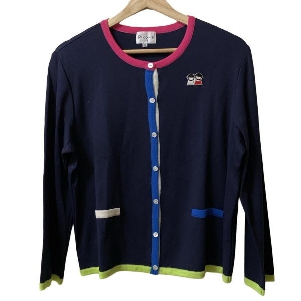 ピッコーネ PICONE カーディガン サイズ3 L - ダークネイビー×イエローグリーン×マルチ レディース 長袖 トップス拍卖