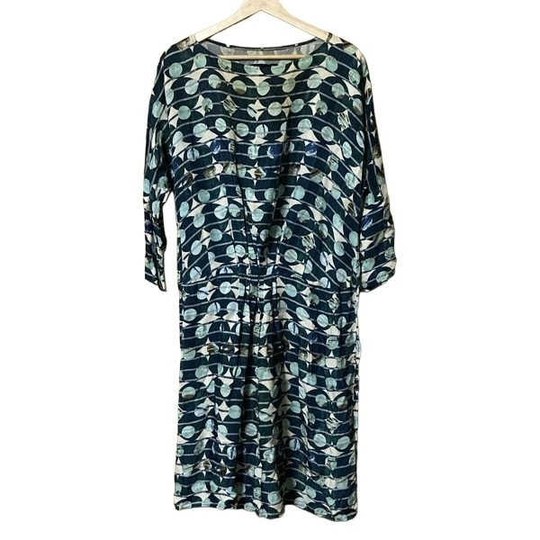 ズッカ ZUCCA サイズM - グリーン×白×マルチ レディース 長袖/ひざ丈 ワンピース拍卖