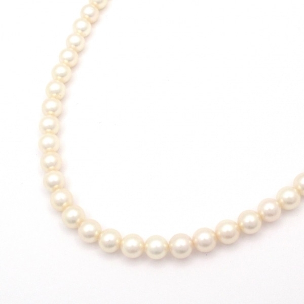 ミキモト mikimoto ネックレス - シルバー×アイボリー 総パール/パール直径約7mm/Mチャーム付き 美品 アクセサリー(首)拍卖