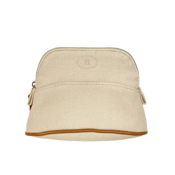 エルメス HERMES ボリードポーチ15/ボリードポーチミニミニ レザー ベージュ×ブラウン シルバー金具 ポーチ拍卖