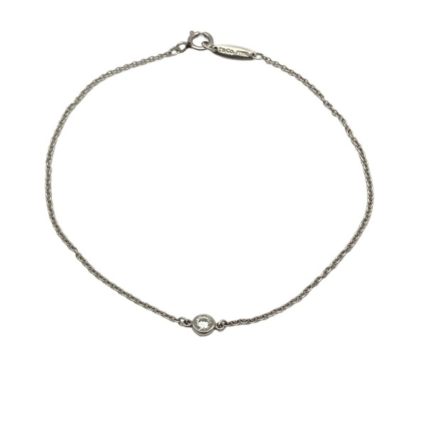 ティファニー TIFFANY&Co. ブレスレット バイザヤード Pt950×ダイヤモンド 1Pダイヤ/ダイヤ約0.1カラット 美品 アクセサリー(腕)拍卖