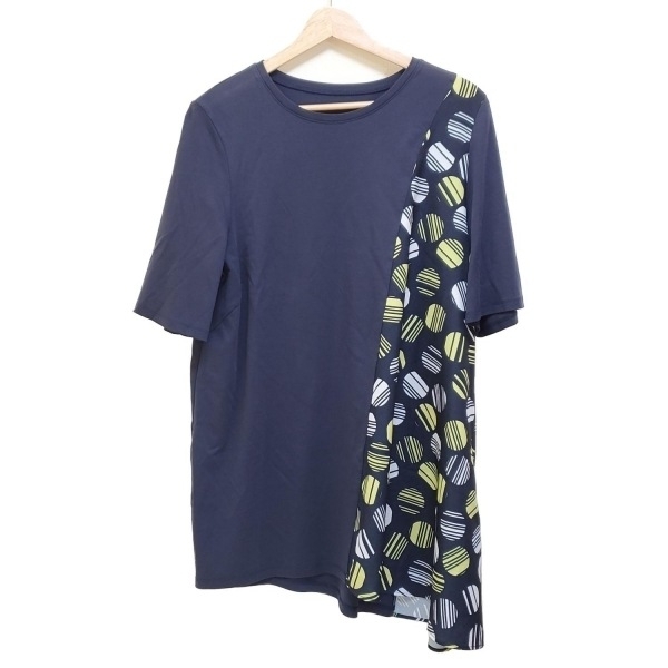 ヒロコビス HIROKO BIS サイズ13 L - ネイビー×イエロー×マルチ レディース 半袖/ひざ丈/ドット柄 美品 ワンピース拍卖