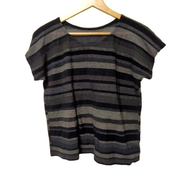 ヨーガンレール JURGEN LEHL 半袖セーター/ニット サイズM - ダークグレー×黒×グレー レディース クルーネック/ボーダー 美品 トップス拍卖