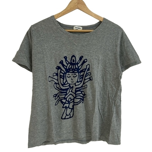 プランテーション Plantation 半袖Tシャツ サイズM - グレー×ネイビー レディース クルーネック トップス拍卖