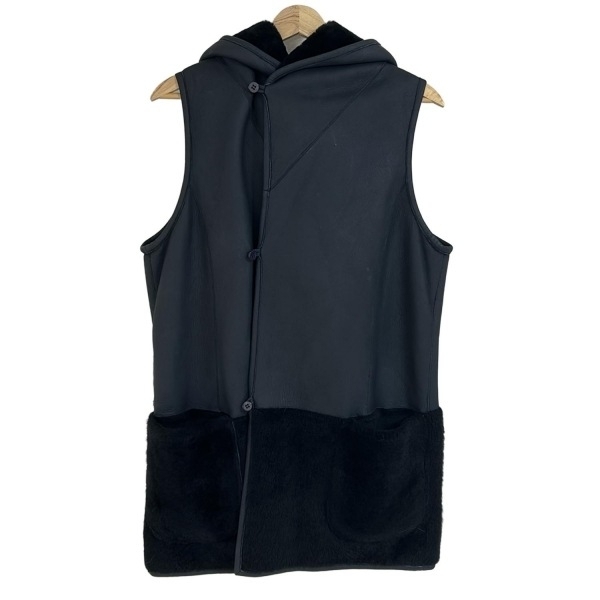 ペレリールッソ Pelley Lusso ベスト サイズM - ダークネイビー×黒 レディース ムートン/ロング丈 トップス拍卖