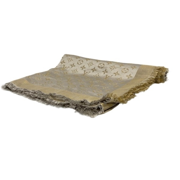 ルイヴィトン LOUIS VUITTON ストール(ショール) M75121 ショール・モノグラムシャイン グレージュ マフラー拍卖