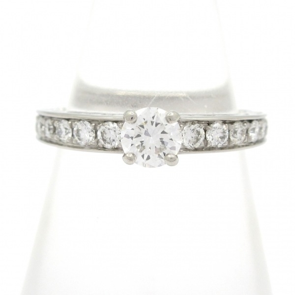 磨き済み■ブルガリ BVLGARI リング 9.5 号 デディカータ ア ヴェネチア Pt950×ダイヤモンド ハーフダイヤ/中央1Pダイヤ約0.3カラット拍卖