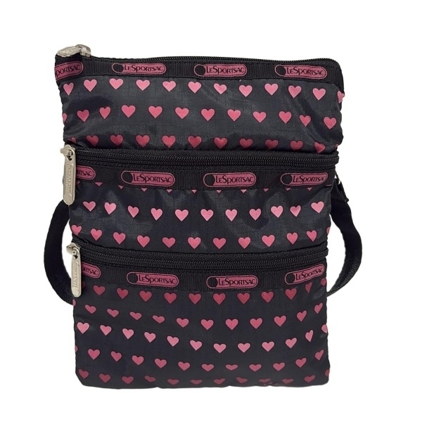 レスポートサック LESPORTSAC ショルダーバッグ - 黒×ピンク ミニバッグ/ハート 美品 バッグ拍卖
