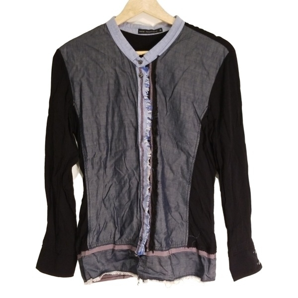 マリテフランソワジルボー MARITHE FRANCOIS GIRBAUD 長袖シャツブラウス サイズM - 黒×ダークネイビー×ライトブルー レディース拍卖