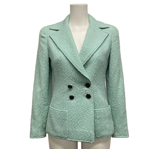 シャネル CHANEL サイズ36 S P08886 - ウール ライトグリーン×ライトブルー レディース 長袖/肩パッド/春/秋 97C ジャケット拍卖