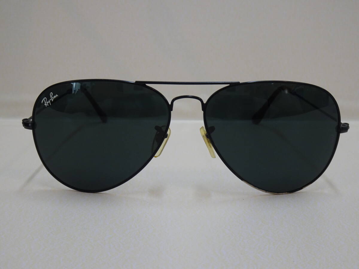 (M-1061) レイバン Ray-Ban サングラス 眼鏡 メガネ ティアドロップ型 RB 3026 62口14 135 ブラックフレーム おしゃれ コレクション 中古拍卖