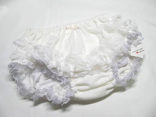 ★☆828 昭和レトロ♪アンスコ 純白 レース フリル パンティ インナーショーツ ハンドメイド ロリパン インゴム パンツ M 新品拍卖