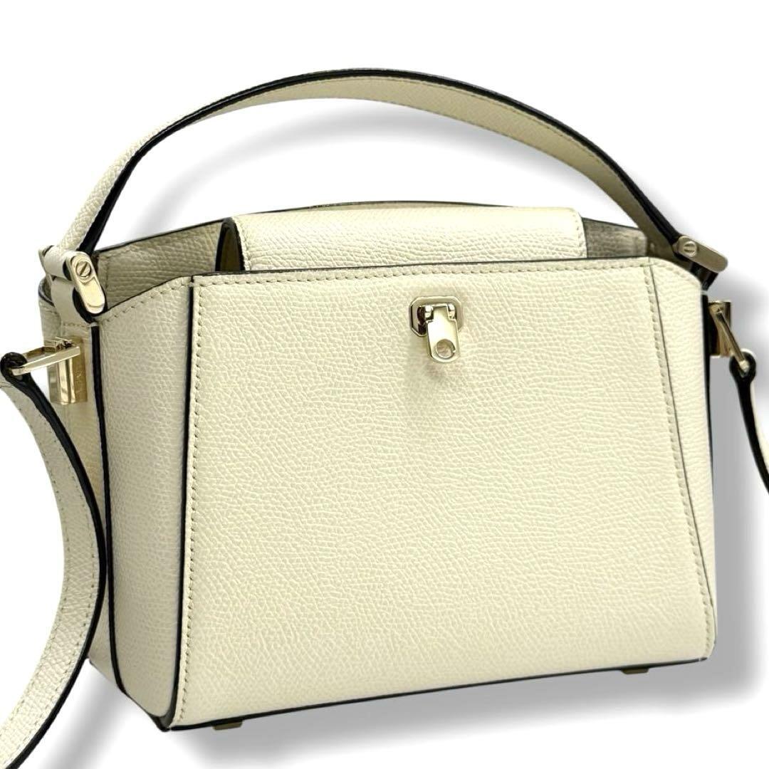 未使用 ヴァレクストラ マイクロ ブレラ 2way ハンドバッグ ショルダーバッグ VALEXTRA 本革 レザー ホワイト系 4219拍卖