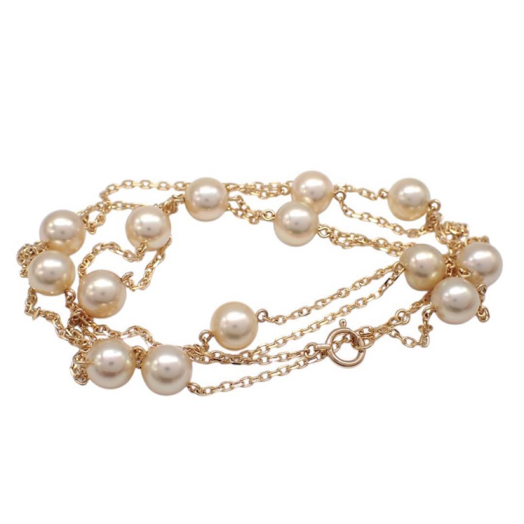 MIKIMOTO ミキモト 80cm 6.8mm ステーション ネックレス ロング ロングネックス あこや 真珠 パール K18 750 K18YG イエローゴールド 4211拍卖