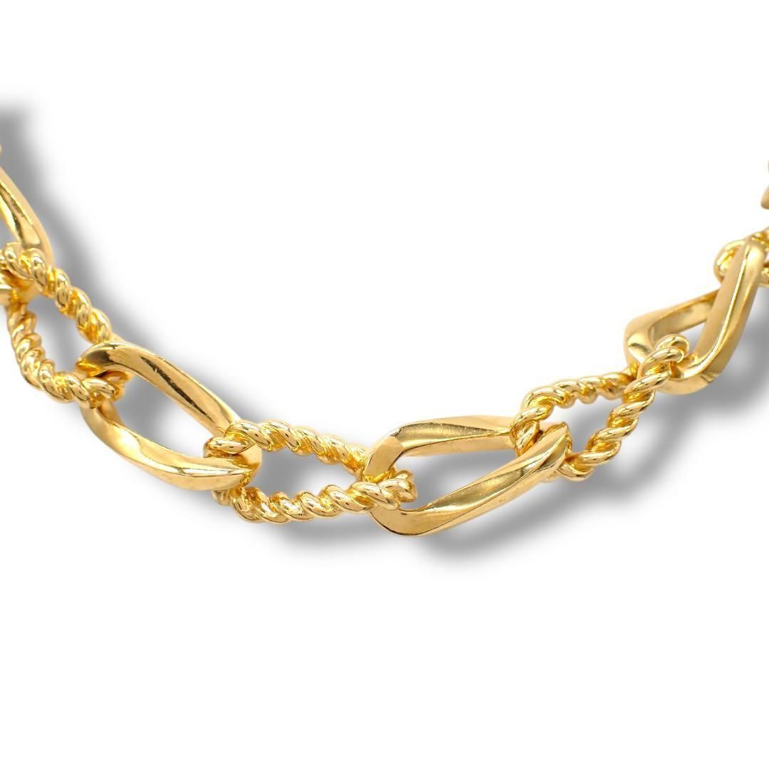 サンローラン SAINT LAURENT PARIS ネックレス チョーカー ロープ ツイスト オーバル リンク ゴールド GP 4232拍卖