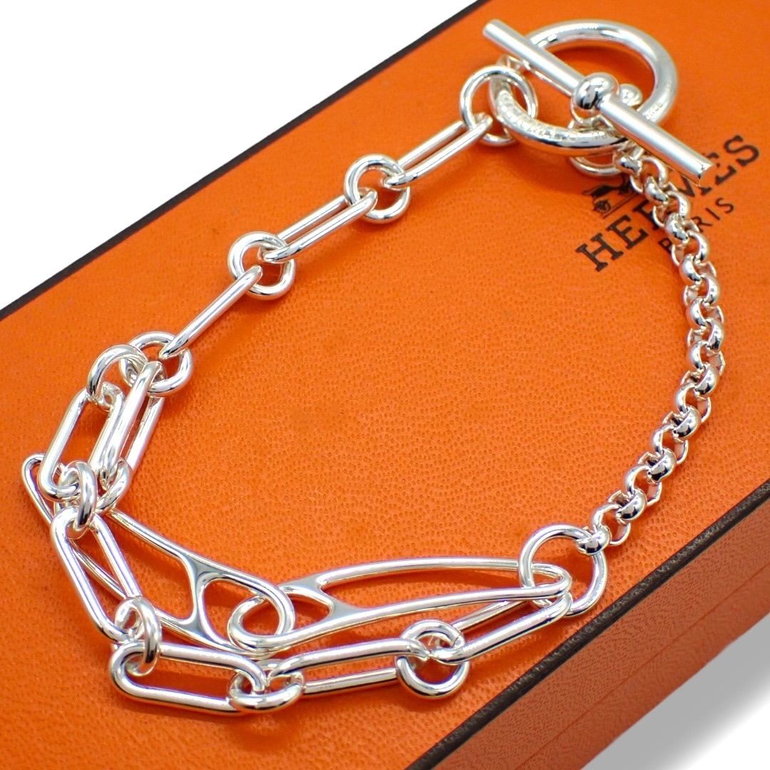 エルメス Herms シェーヌダンクル パンク ブレスレット LG 925 シルバー 4324拍卖