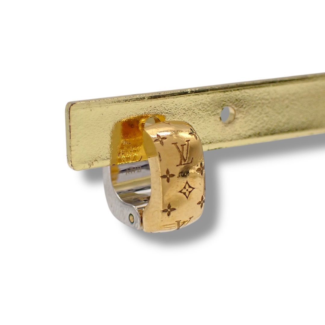 Louis Vuitton ルイヴィトン 片耳 ブックル ドレイユ ピロー ナノグラム ピアス M00397 ゴールド シルバー シングルピアス 4333拍卖