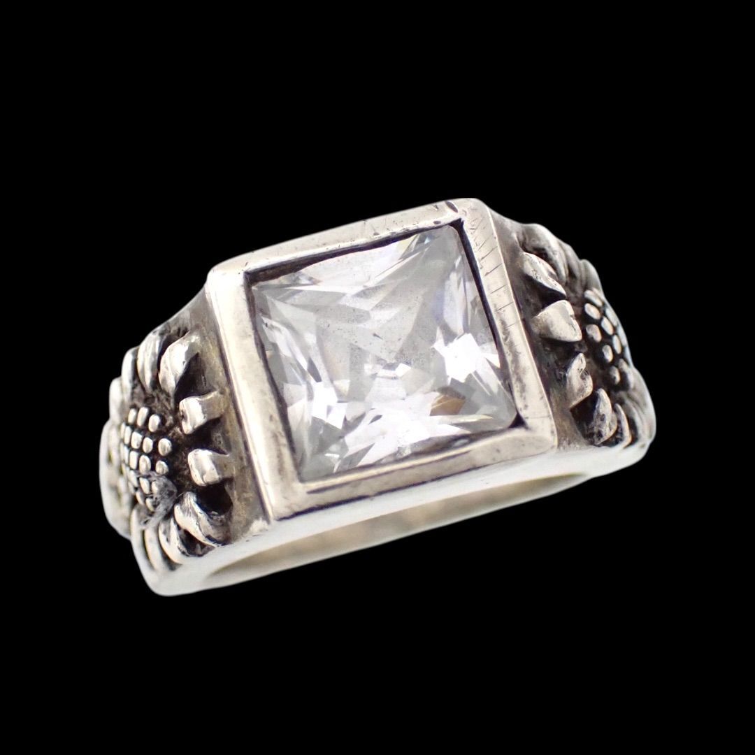 レア ROYAL ORDER ロイヤルオーダー 925 SUNFLOWER RING ひまわり 9号 リング 指輪 キュービックジルコニア シルバー 4335拍卖