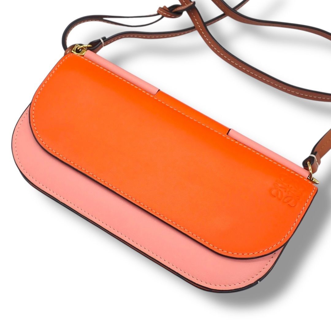 LOEWE ロエベ ゲートポシェット レザー ショルダーバッグ オレンジ ピンク ブラウン バイカラー 4345拍卖