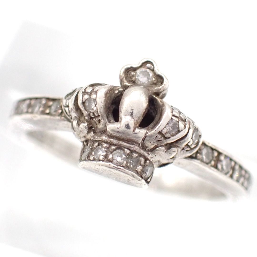 Justin Davis ジャスティンデイビス クラウン ダイヤ ダイヤモンド 0.17ct リング 925 シルバー ハーフサークル ハーフエタニティ 4362拍卖