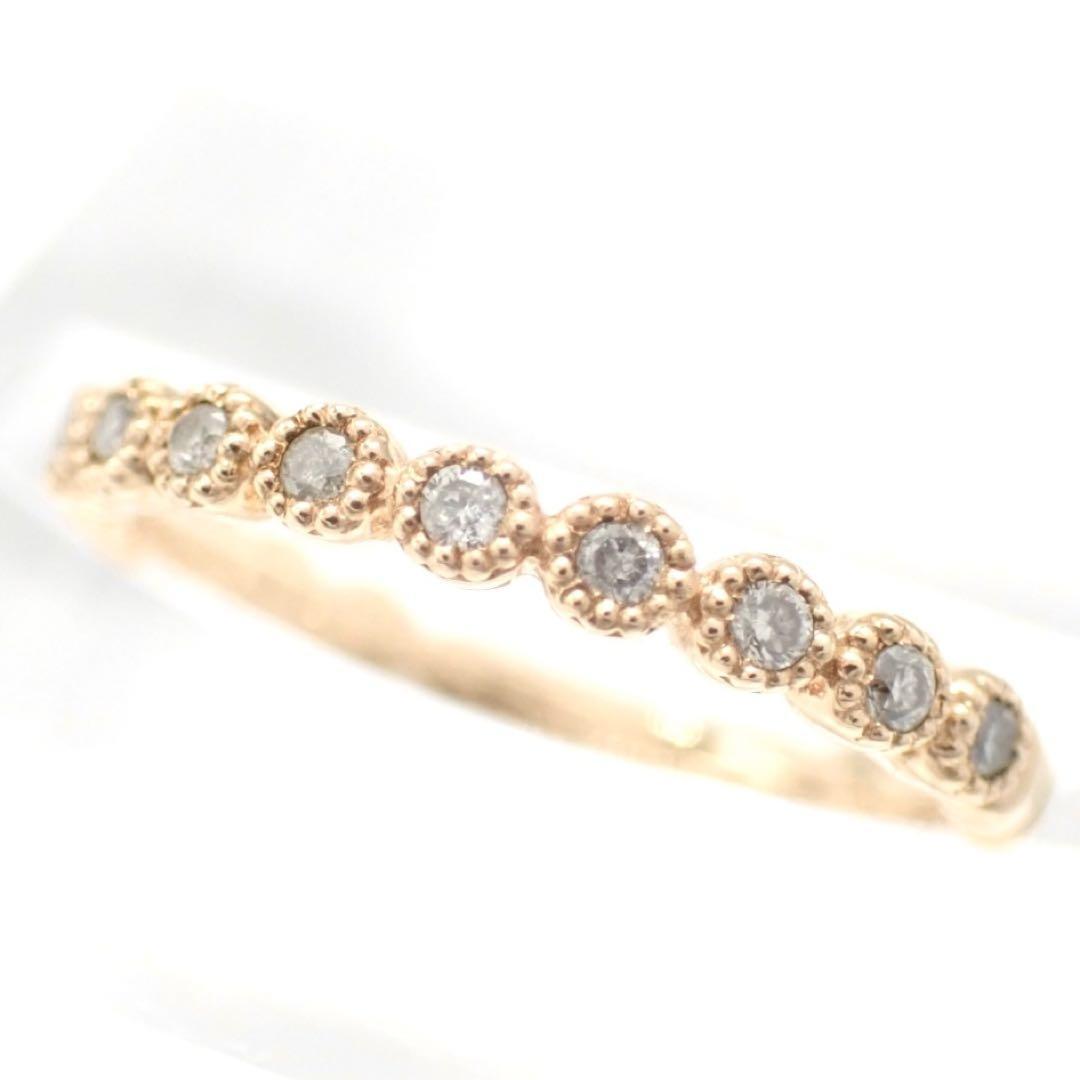 アガット agete K10 ダイヤ ダイヤモンド 0.07ct 3号 ピンクゴールド ローズゴールド PG RG ピンキーリング リング 指輪 ハーフダイヤ 4208拍卖