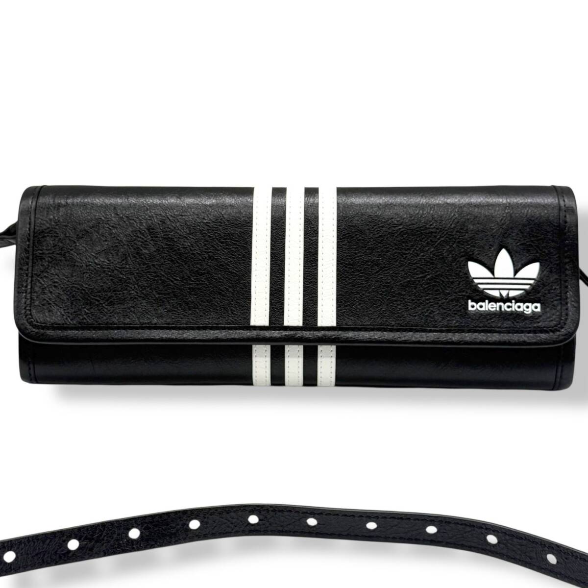 新品同様 バレンシアガ アディダス ショルダーウォレット ブラック BALENCIAGA ADIDAS 721932 ショルダーバッグ コラボ 4372拍卖