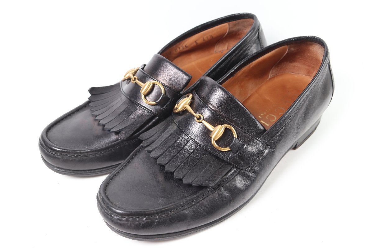 GUCCI グッチ 110 0175 ホースビット ローファー 41 1/2 革 レザー ブラック 靴 シューズ メンズ 9347-MS拍卖