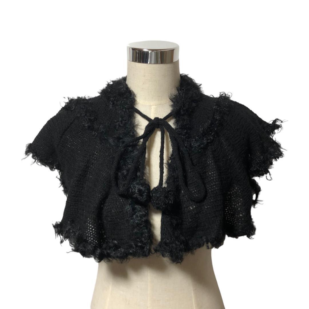 BURBERRY BLUE LABEL バーバリーブルーレーベル カーディガン ボレロ ファー ニット 38 黒 レディース M8拍卖