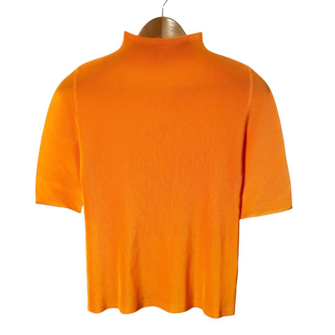 PLEATS PLEASE プリーツプリーズ プリーツ カットソー ハイネック 五分袖 3 オレンジ 日本製 レディース M1拍卖