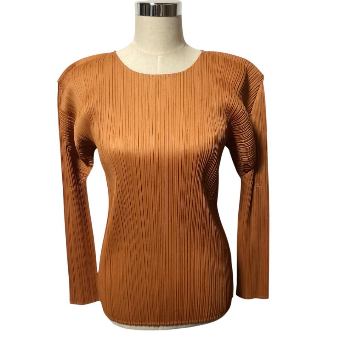 ISSEY MIYAKE イッセイミヤケ プリーツ カットソー 長袖 変形 M ブラウン 90s アーカイブ ヴィンテージ 日本製 レディース M12拍卖