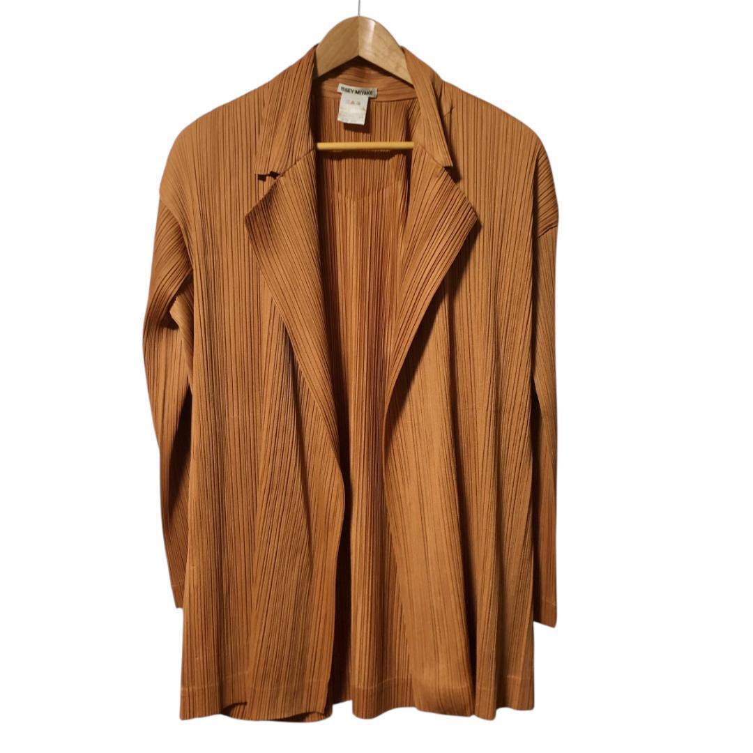ISSEY MIYAKE イッセイミヤケ プリーツ ジャケット 羽織り 変形 M ブラウン 90s アーカイブ ヴィンテージ 日本製 レディース M12拍卖